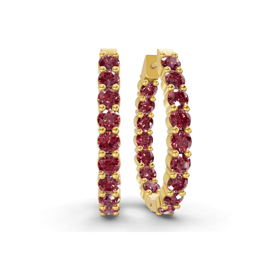 Isla Round Cherry Cognac Lab Diamond Hoop Earrings front view