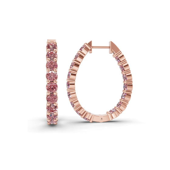 Isla Round Vivid Pink Lab Diamond Hoop Earrings left view