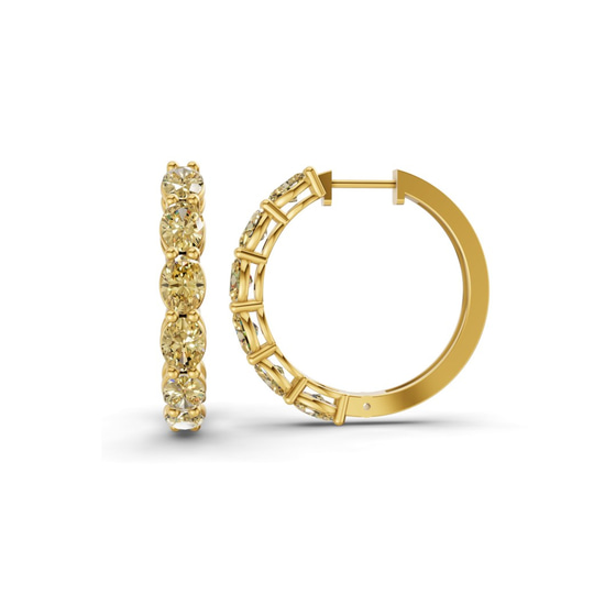 Saylor Oval Sunlit Yellow Lab Diamond Hoop Earrings left view