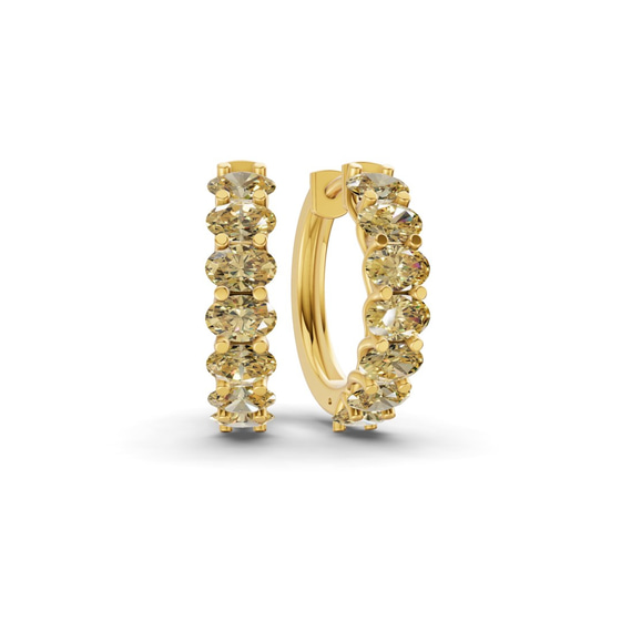 Jovana Oval Sunlit Yellow Lab Diamond Hoop Earrings front view