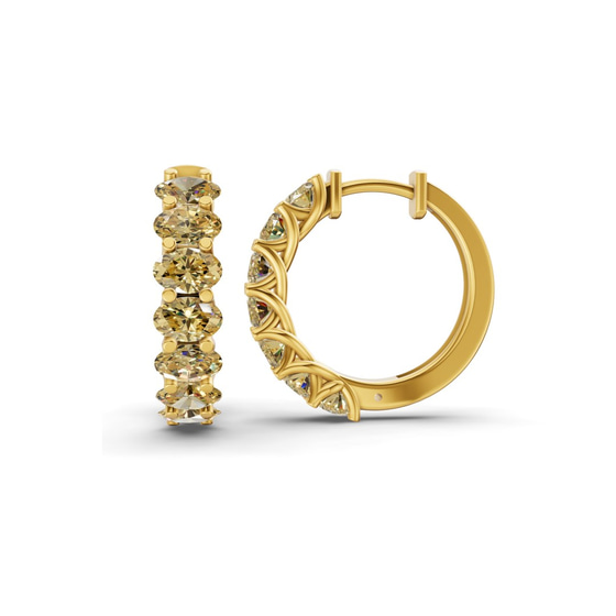 Jovana Oval Sunlit Yellow Lab Diamond Hoop Earrings left view