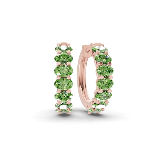 Jovana Oval Ocean Green Lab Diamond Hoop Earrings front view