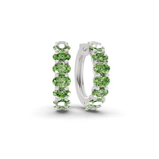 Jovana Oval Ocean Green Lab Diamond Hoop Earrings front view