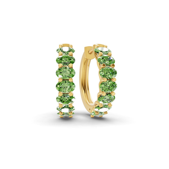 Jovana Oval Ocean Green Lab Diamond Hoop Earrings front view