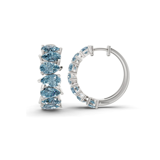 Eudora Pear Ice Blue Lab Diamond Hoop Earrings left view