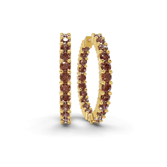 Meara Round Brown Lab Diamond Hoop Earrings front view