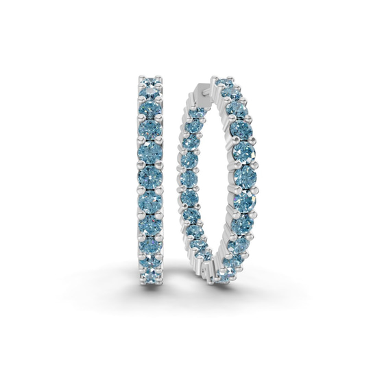 Meara Round Ice Blue Lab Diamond Hoop Earrings front view