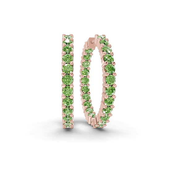 Meara Round Ocean Green Lab Diamond Hoop Earrings front view