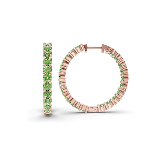 Meara Round Ocean Green Lab Diamond Hoop Earrings left view
