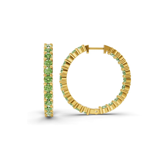 Meara Round Ocean Green Lab Diamond Hoop Earrings left view