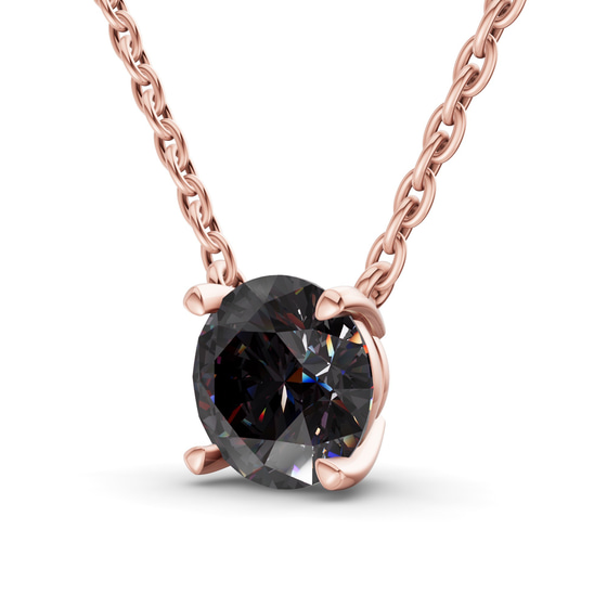 Lluvia Round Black Lab Diamond Solitaire Necklace left view