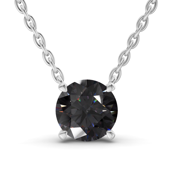 Lluvia Round Black Lab Diamond Solitaire Necklace front view