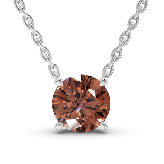 Lluvia Round Brown Lab Diamond Solitaire Necklace front view