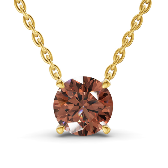 Lluvia Round Brown Lab Diamond Solitaire Necklace front view