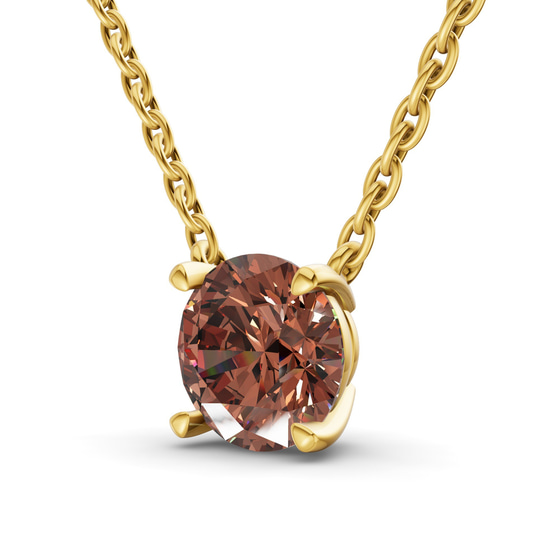 Lluvia Round Brown Lab Diamond Solitaire Necklace left view