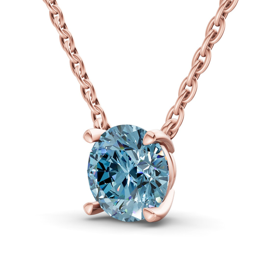 Lluvia Round Ice Blue Lab Diamond Solitaire Necklace left view
