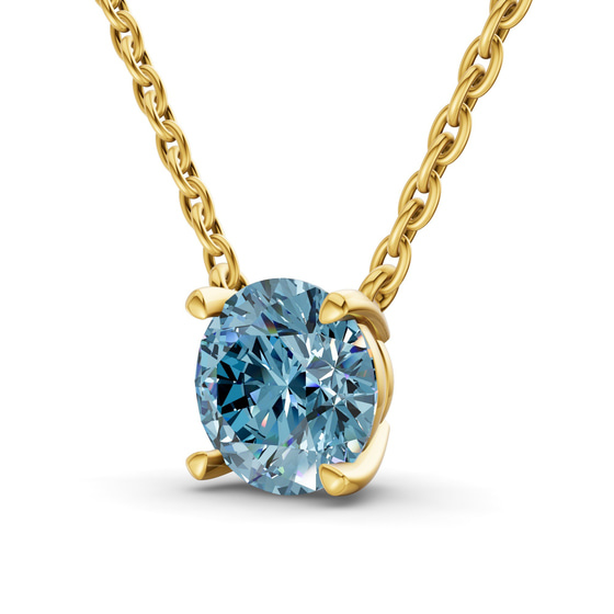 Lluvia Round Ice Blue Lab Diamond Solitaire Necklace left view