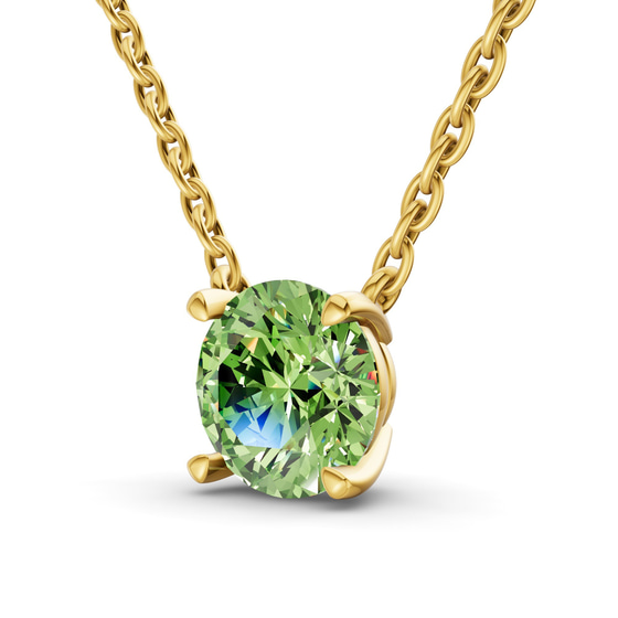 Lluvia Round Ocean Green Lab Diamond Solitaire Necklace left view