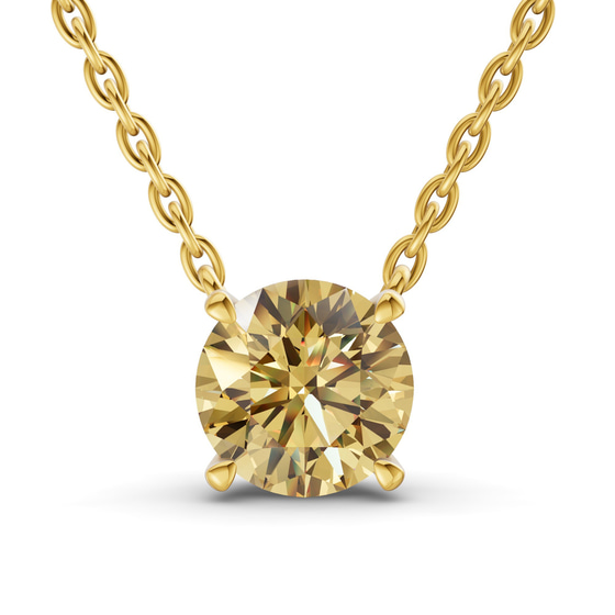 Lluvia Round Lemon Yellow Lab Diamond Solitaire Necklace front view