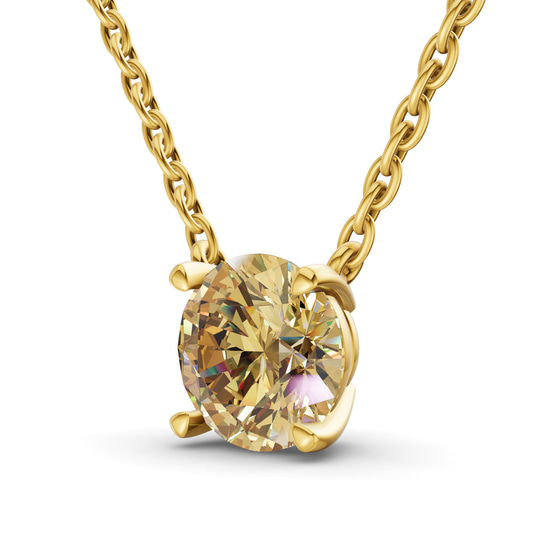Lluvia Round Lemon Yellow Lab Diamond Solitaire Necklace left view