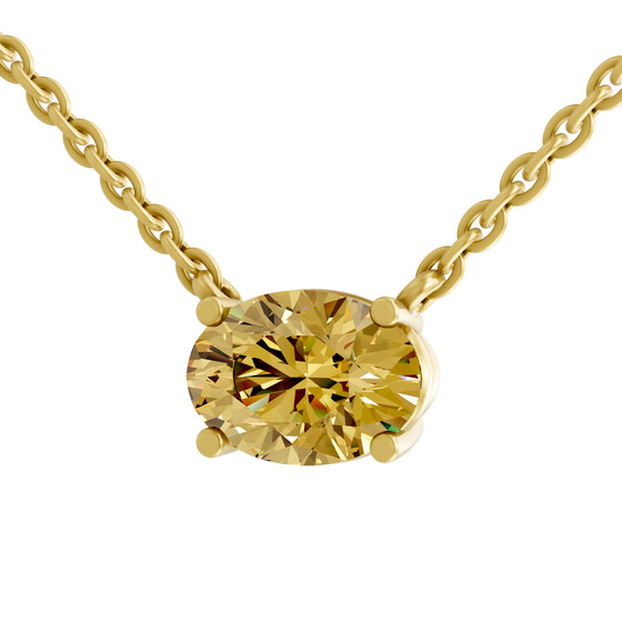 Fernanda Oval Sunlit Yellow Lab Diamond Solitaire Necklace left view