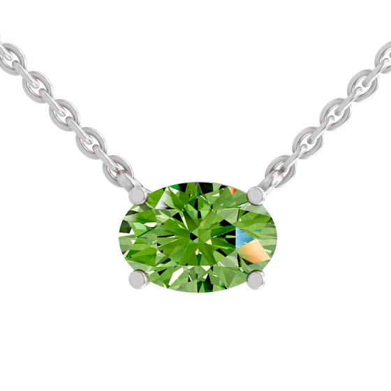 Fernanda Oval Ocean Green Lab Diamond Solitaire Necklace front view