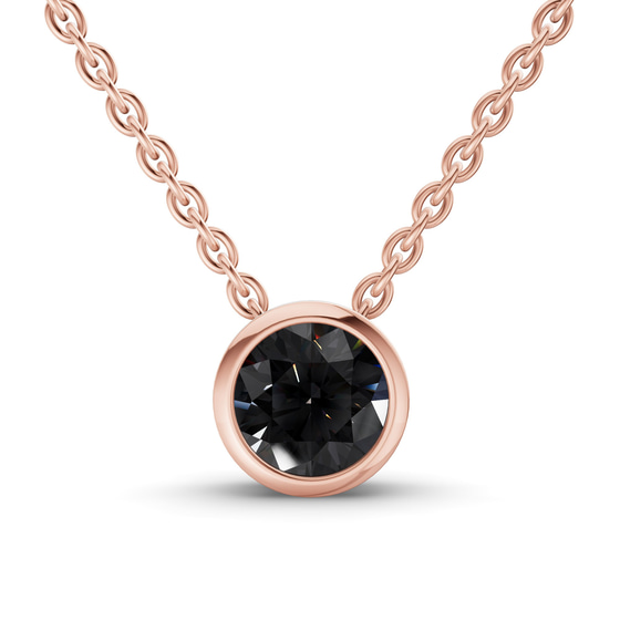 Agustina Round Bezel Black Lab Diamond Solitaire Necklace front view