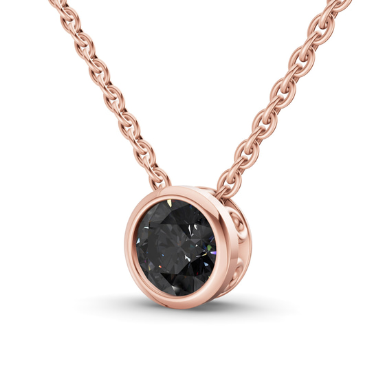 Agustina Round Bezel Black Lab Diamond Solitaire Necklace left view