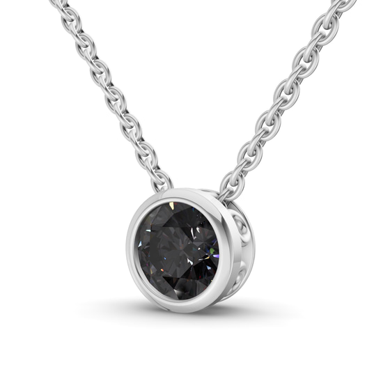 Agustina Round Bezel Black Lab Diamond Solitaire Necklace left view