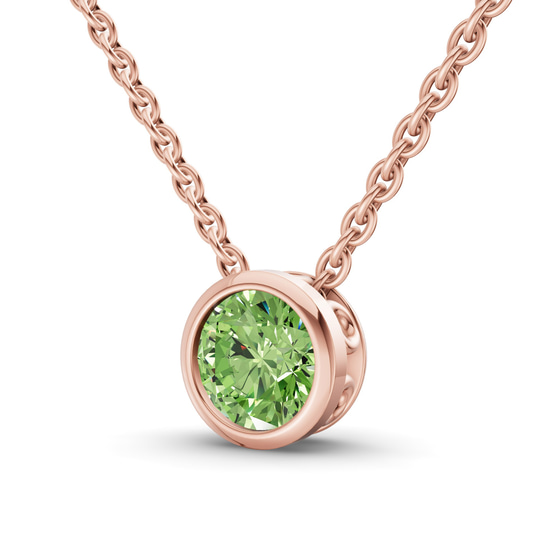Agustina Round Bezel Ocean Green Lab Diamond Solitaire Necklace left view