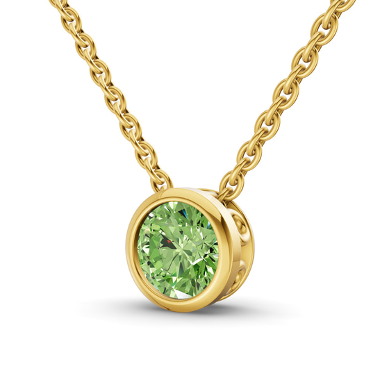 Agustina Round Bezel Ocean Green Lab Diamond Solitaire Necklace left view