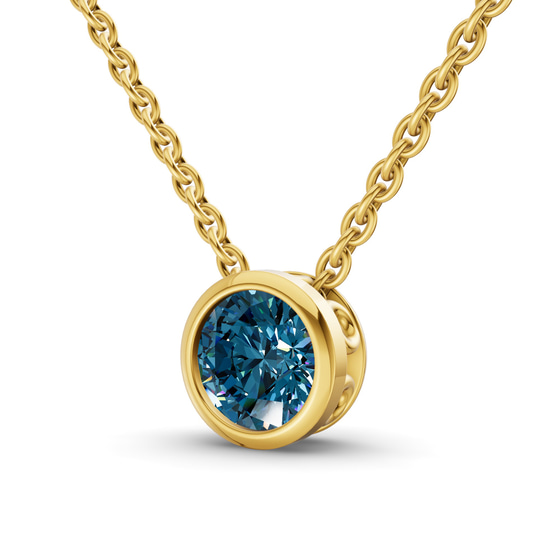 Agustina Round Bezel Royal Blue Lab Diamond Solitaire Necklace left view