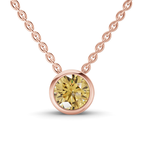 Agustina Round Bezel Lemon Yellow Lab Diamond Solitaire Necklace front view