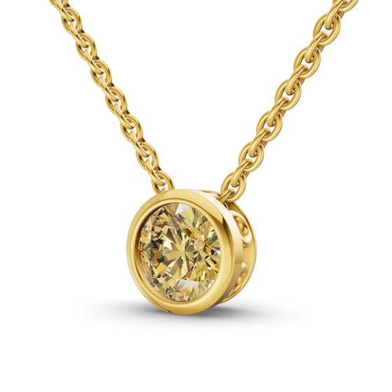 Agustina Round Bezel Lemon Yellow Lab Diamond Solitaire Necklace left view