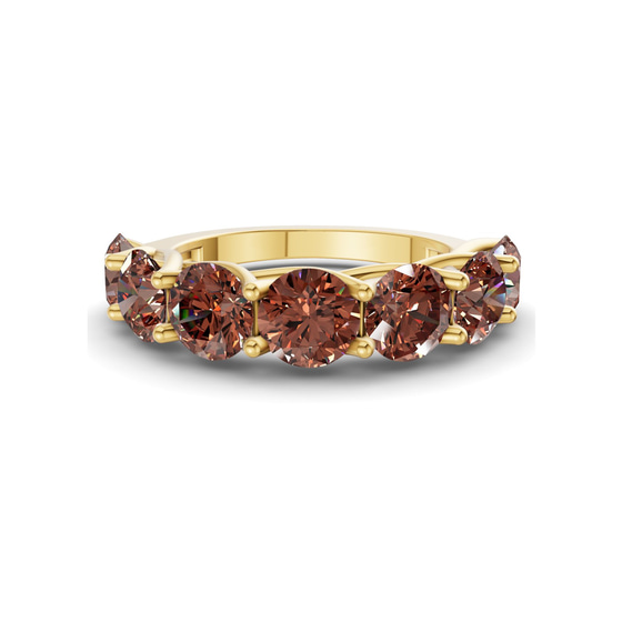 Valentina Round Brown Lab Diamond Anniversary Band front view
