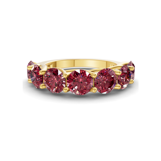 Valentina Round Cherry Cognac Lab Diamond Anniversary Band front view