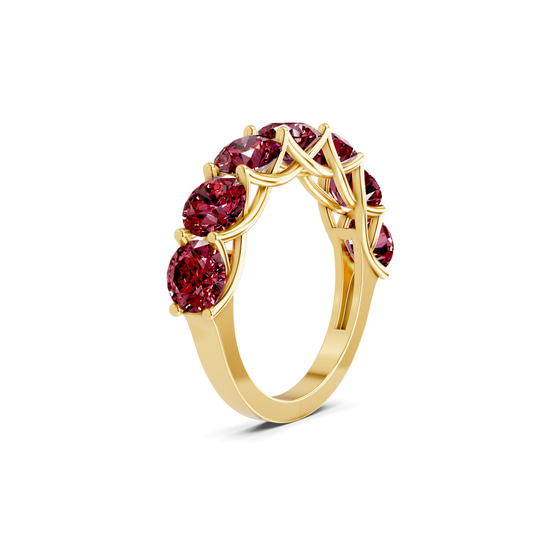 Valentina Round Cherry Cognac Lab Diamond Anniversary Band left view