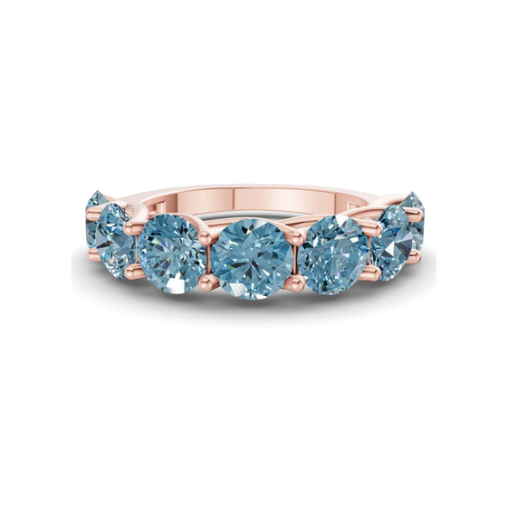 Valentina Round Ice Blue Lab Diamond Anniversary Band front view