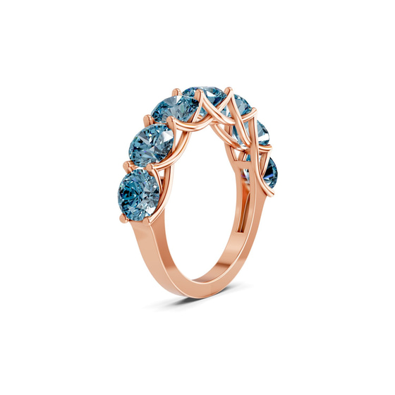 Valentina Round Ice Blue Lab Diamond Anniversary Band left view