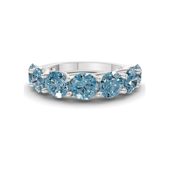 Valentina Round Ice Blue Lab Diamond Anniversary Band front view