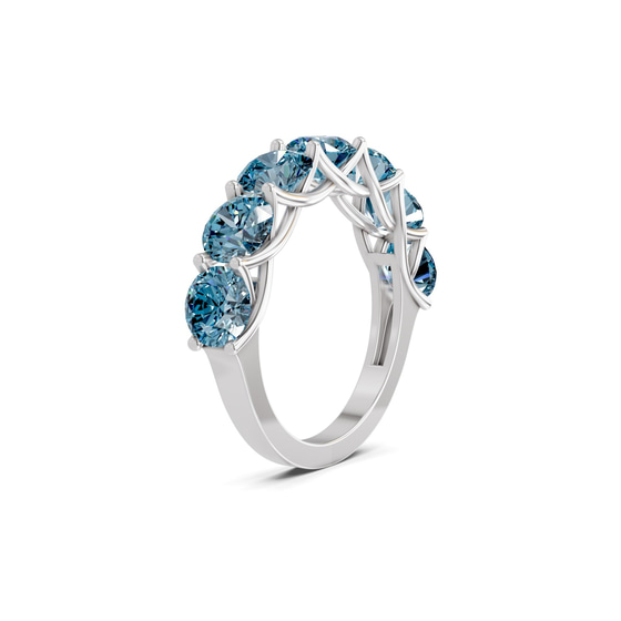 Valentina Round Ice Blue Lab Diamond Anniversary Band left view