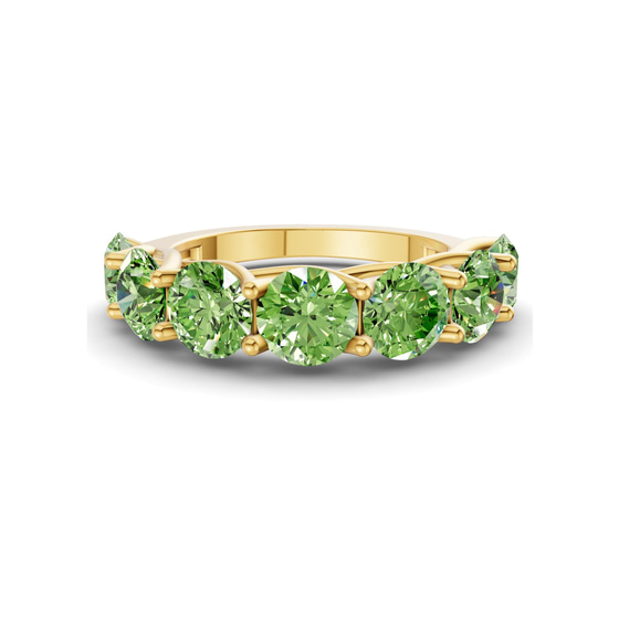 Valentina Round Ocean Green Lab Diamond Anniversary Band front view