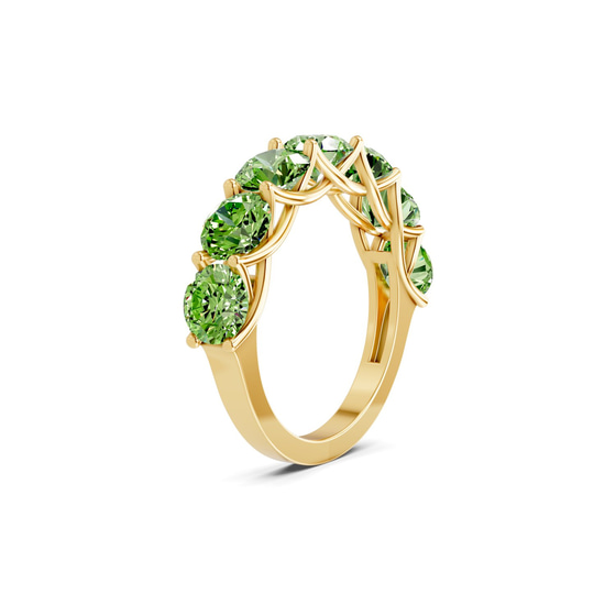 Valentina Round Ocean Green Lab Diamond Anniversary Band left view