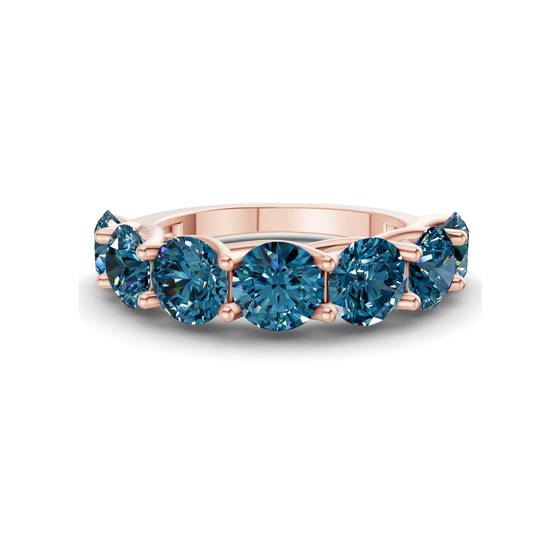 Valentina Round Royal Blue Lab Diamond Anniversary Band front view