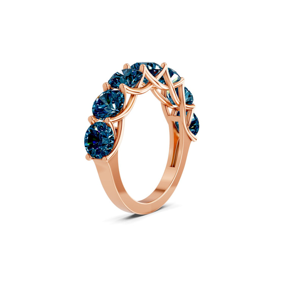 Valentina Round Royal Blue Lab Diamond Anniversary Band left view