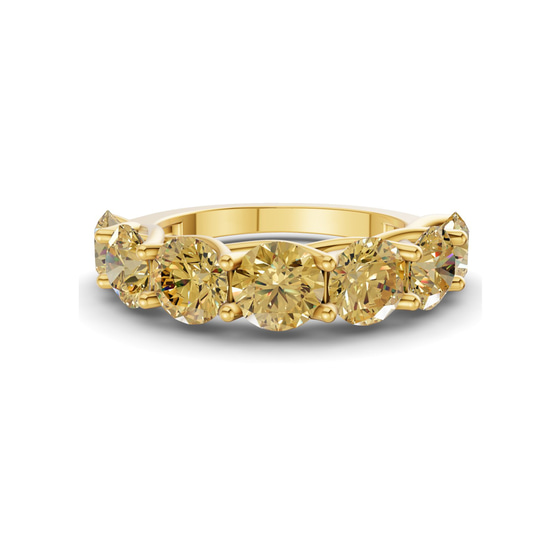 Valentina Round Lemon Yellow Lab Diamond Anniversary Band front view