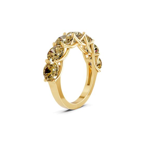 Valentina Round Lemon Yellow Lab Diamond Anniversary Band left view