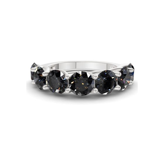 Leandra Round Black Lab Diamond Anniversary Band front view