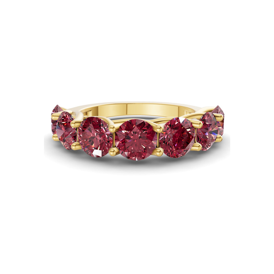 Leandra Round Cherry Cognac Lab Diamond Anniversary Band front view