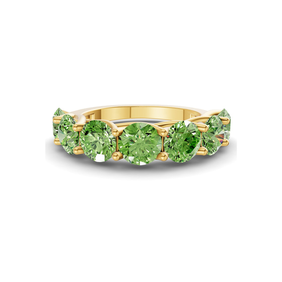 Leandra Round Ocean Green Lab Diamond Anniversary Band front view